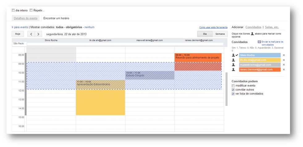 Recursos auxiliares para marcação de compromissos no Google Calendar