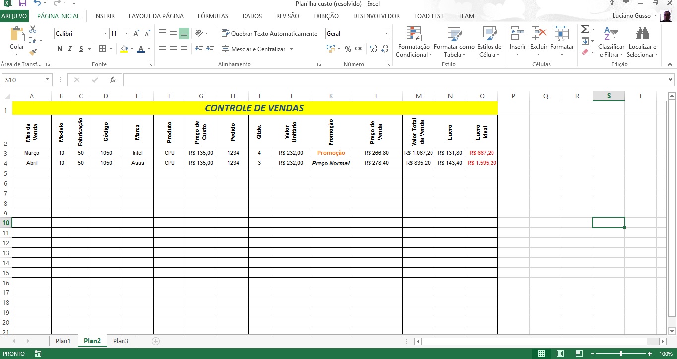 Como Criar Uma Planilha De Controle De Vendas No Excel Com Fórmulas 7782