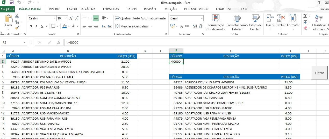 Como Criar Filtro Avançado com Macro no Excel