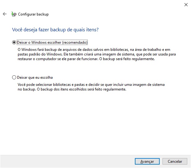 Criar imagem de backup do Windows 10